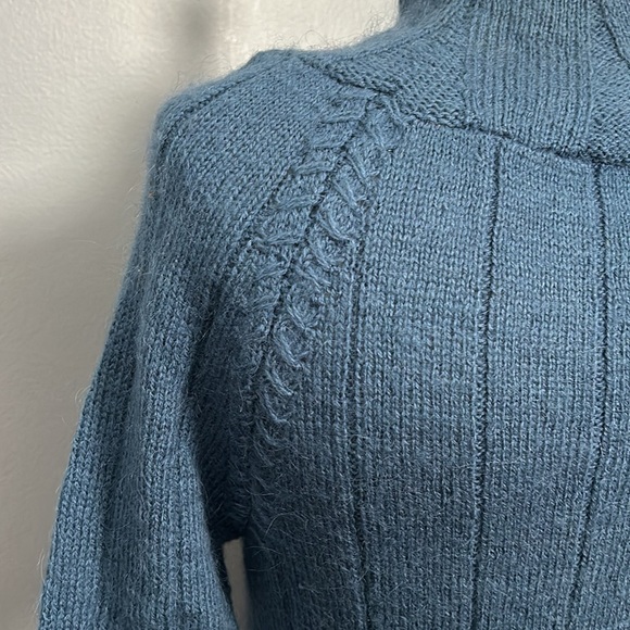 No brand blue wool knit a- line midi mock neck dress size small - Picture 9 of 13